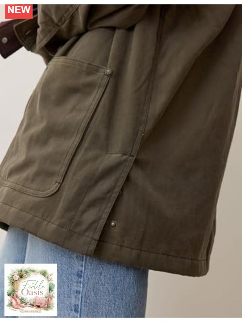 Womens Utility Barn Jacket Oversized Corduroy Collar Cotton Coat - Picture 2 of 6
